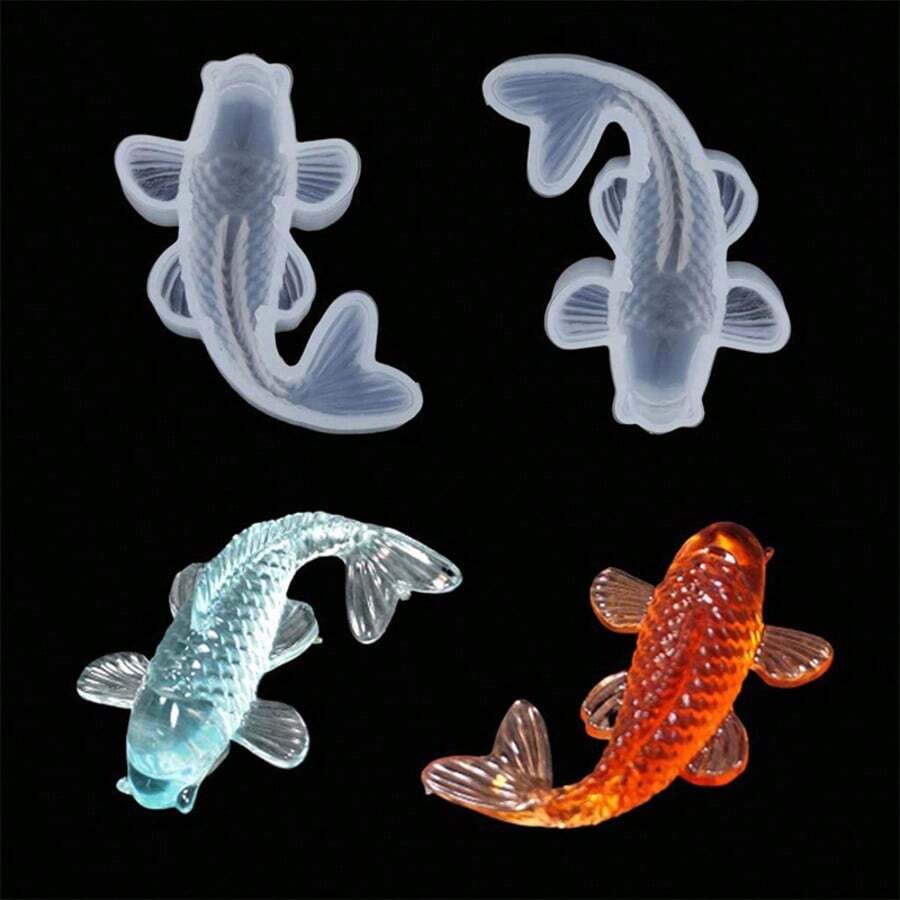 SILIKE LUFEI DIY Crystal Resin Mold Koi Fish Good Luck Mold 3D Carp Mirror Surface Silicone Mold 1pc - Koi Fish Mold - View 1