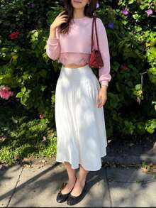 Pink Sweatshirts For Women Date Night Lace Crew Neck Sweatshirt Work Comfy Going Out Outfits Women - Pink - View 3