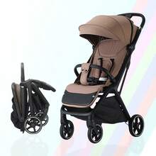 Passeggino leggero, passeggino pieghevole, ampia capottina con cerniera, serie One-Touch, schienale regolabile, facile da trasportare, ideale per i viaggi - Castano - Visualizzare 2