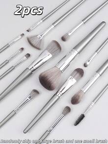 Set Kuas Makeup Premium, Alas Bedak Cair, Pembersih Kuas Besar, Set Kombinasi Kuas Makeup Wajah - Perak - View 8