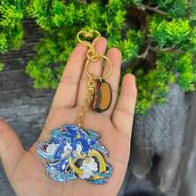 1pc Sonic Speed Character Enamel Keychains With Burger Charms - Anime Game Alloy Pendants For Bags & Keys - Multicolor - View 6