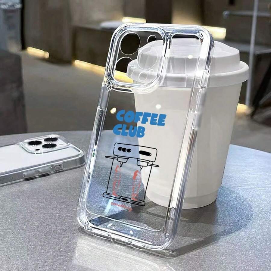 Coffee Club Clear Phone Case For IPhone 11 12 Mini 13 Pro 14 15 Plus 16 17 Pro Max XS X XR 7 8 Plus 16E Air TPU Shockproof Cover - Y3-T16196 - 查看 1