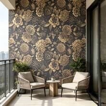 Floral Butterfly PVC Self-Adhesive Wallpaper 17.7in*39.3/118.1/196.8in Waterproof Removable Dark Background Peony Contact Paper Vintage Wall Mural Suitable For Balcony Bedroom Sofa Background Wardrobe Door Decoration - Bronze - View 8