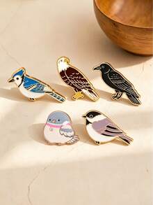 1/5pcs Exquisite Bird Brooch, Delicate Texture Niche Design, Decorative For Clothes, Canvas Bags, Versatile Daily Accessory - Multicolor - View 1