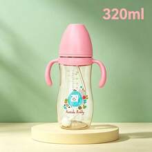 1 pieza Biberón de material PPSU, resistente al calor hasta 180℃, se puede esterilizar con vapor a alta temperatura, tetina de silicona suave anticólicos, material suave, resistente a mordeduras, equipado con bola de gravedad, succión suave, doble asa, adecuado para las manos pequeñas del bebé, gran capacidad de 320ml, adecuado para bebés de 6 meses en adelante - Multicolor - Ver 12