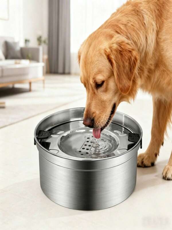 1.2L/3.2L Stainless Steel Pet Water Bowl With Floating Disk, Anti-Spill Slow Drinking Design, Suitable For Cats And Dogs, Ideal For Car And Home Use