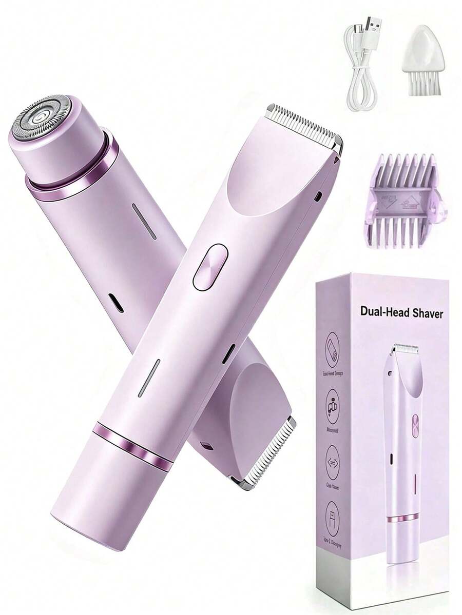 2-In-1 Electric Shaver & Body Hair Trimmer, Unisex - USB Rechargeable, Painless Shaving, Wet & Dry Use, Stainless Steel Blades, Suitable For Legs, Bikini Line, Underarms And More - Holiday Gift, Beauty Tool, Stylish Design, Durable
