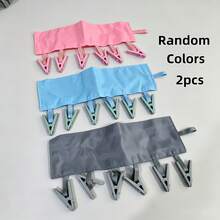 2/3pcs Foldable Clothes Hanger With 6 Clips, Thickened Plastic Material Sturdy And Durable, Can Hang Multiple Underwear, Socks And Small Garments At Once, Essential For Travel, Home And Dorm Storage, Small Garments No Longer Without A Place To Hang, Portable Clip Clothes Hanger, Random Color - Random Color - View 14