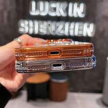 Gold-Plated Shiny Diamond Rhinestone Magnetic Wireless Charging Phone Case, Compatible With IPhone 17 Pro Max; Soft Shell, Compatible With 11-17 Series - Orange - View 9