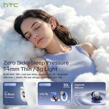 HTC NE96 In-Ear Wireless Sleep Earbuds, High-Quality Bluetooth Earphones, Upgraded Soft Ear Tips, Elegant And Textured Charging Case, Compact And Portable. Flat Ear Tips For Comfortable Fit, Side-Sleeper Friendly Comfortable In-Ear Earbuds, Compatible With IOS And Android Systems, Mint Green And Vibrant Orange - View 2