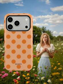 GIIPPA 1件裝清新橘色波點滿版印花設計手機殼，適用於 Phone 17 Pro Max，相容 Phone 16 Pro Max、15 Pro Max、14 Pro Max，韓系高端時尚趣味手機殼，相容 11/12/13/14/15/16 Pro Max Plus，優雅設計男女皆宜，適合送給女友的聖誕節、情人節、復活節、婚禮季與生日完美禮物 - 橘色 - 查看 7