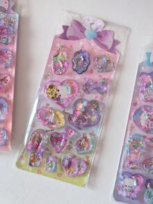 Kawaii 3D Liquid Shaker Stickers Cute Cartoon Animal Heart Sequins Filled Shake Stickers Waterproof PVC Decals For Journal Scrapbooking Planner Phone Case DIY Craft Stationery Gift - Color - View 5
