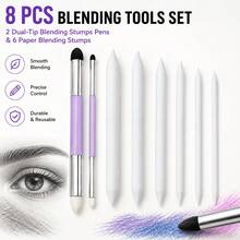 Set 8 Alat Sketsa dan Pencampur Warna, Kuas Spons dan Alat Pencampur Warna Kertas, Cocok untuk Pelajar dan Seniman yang Menggambar dengan Arang. - Blender gambar 8 bagian - View 1