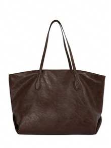 Dedoo Tas Tote Bahu Kulit Lembut Warna Polos, Tas Tangan Minimalis dengan Tali Panjang untuk Sehari-hari, Cocok untuk Kantor dan Perjalanan, Kapasitas Besar, Ransel Pelajar, Kampus Universitas - Coklat - View 6