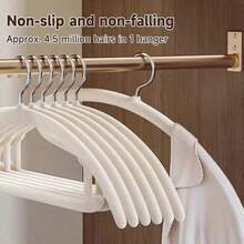 10pcs Semi-Circular Flocked Hangers, Non-Slip, No Shoulder Crease, No Shedding, Curved Design For Home And Dorm Laundry Hanging - Multicolor - View 4