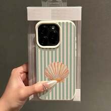 Soft TPU Cases For IPhone 17 16 15 14 13 12 11 Pro Max 16E XR XS Phone Case Fresh Shell Stripes Design Stylish Protective Cover - T10787 深灰色 - 查看 3