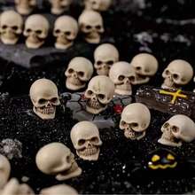 20pcs Mini Plastic Skull Heads - Mini Skull Sculptures - Halloween Miniature Figure Skull Head Decorations, Suitable For DIY Crafts, Home Prank Props, Holiday Gift Statues, Applicable For Halloween, Day Of The Dead And Easter Decorations - A - View 1