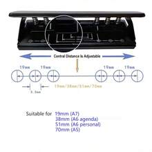 可調式 6 孔金屬打孔器，A5 A6 A7 6 環打孔器附定位標記，6 頁容量打孔器，適用於日誌本、個人行程表、活頁夾補充頁 - A - 查看 2