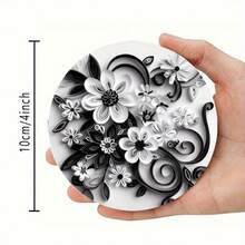 6pcs Black & White Floral Art Acrylic Coasters, Suitable For Patio Table, Kitchen, Living Room - Best Gift For Friends And Family - Multicolor - View 3