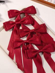 20/10 piezas de pinzas para el cabello con lazo rojo, para mujeres y niñas, accesorios para el cabello con lazo de cinta de satén grande y cola larga, decoración linda para fiestas y regreso a la escuela para cabello rizado - Multicolor - Ver 2