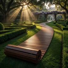 Wood Grain And Vine-Pattern Garden Walkway, Slip-Resistant And Weather-Resistant, Suitable For Outdoor Paths Around Lawns, Terraces, Courtyards, And Flower Bed Edges - 直角-72英寸 - 查看 4