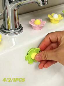 4/2/1pc Flower Shaped Silicone Overflow Stopper - Durable Overflow Drain Plug, Easy To Install, Suitable For Kitchen And Bathroom Sinks, Prevent Overflow And Clogging - Multicolor - View 1