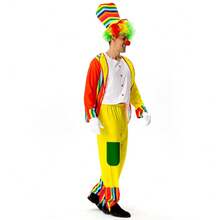 Man Women Fancy Clown Jumpsuits Costume No Wig Red Nose Adult Performance Outfit For Party And Theme Events Include Coat Hat Size S=4XL M=5XL - Multicolor - View 5