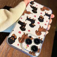 1 pieza Funda protectora de teléfono de TPU con cobertura completa, con diseño de perro salchicha y carcasa transparente - Multicolor - Ver 5