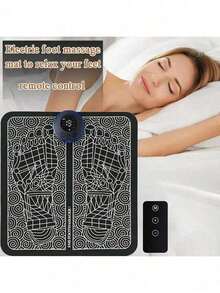 Tapis de massage des pieds EMS, Coussin de massage à stimulation électrique portable, Améliore la circulation sanguine, Soulage et détend les pieds - Noir - Voir 3