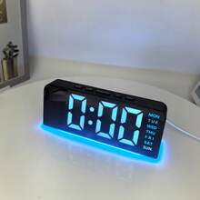 Jam Alarm Digital, Jam Meja Cermin Estetik dengan Lampu Latar Multi-Warna, Dekorasi Lampu Samping Tempat Tidur Kamar Tidur untuk Remaja Perempuan, Perlengkapan Kamar Asrama yang Lucu, Hadiah Natal Wisuda - beraneka warna - View 10