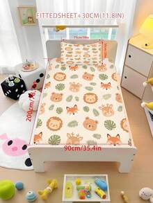 2/3PCS Cartoon Forest Animal Fitted Sheet Set Soft Breathable Bedding For All Seasons Twin/Full/Queen 100% Polyester Machine Washable - Multicolor - View 14