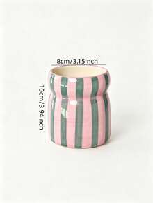 1pc Dual-Color Striped Ceramic Storage Jar, Tableware Organizer, Chopstick Holder, Suitable For Kitchen Storage, Tableware Storage, Home Decor, Back To School Supplies, Holiday Gifts - Multicolor - View 4