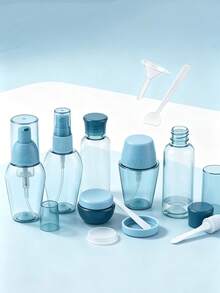 Portable Travel Toiletry Refill Bottle Set, Multi-Size Spray Lotion Cream Empty Bottles, Includes Full Set Of Refill Tools, Travel Skincare Refill Containers - A - View 8