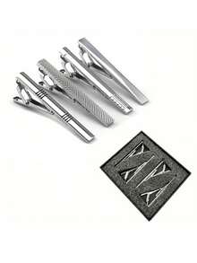 10pcs Men's Tie Clips, Silver & Black Tie Bars, Suitable For Regular Ties, Classic Tie Buckles, For Wedding, Meeting, Business, With Gift Box - Multicolor - View 11