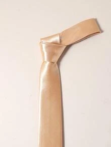 1件男士純色領帶，商務正式窄領帶 (4cm) - 卡其色 - 查看 2