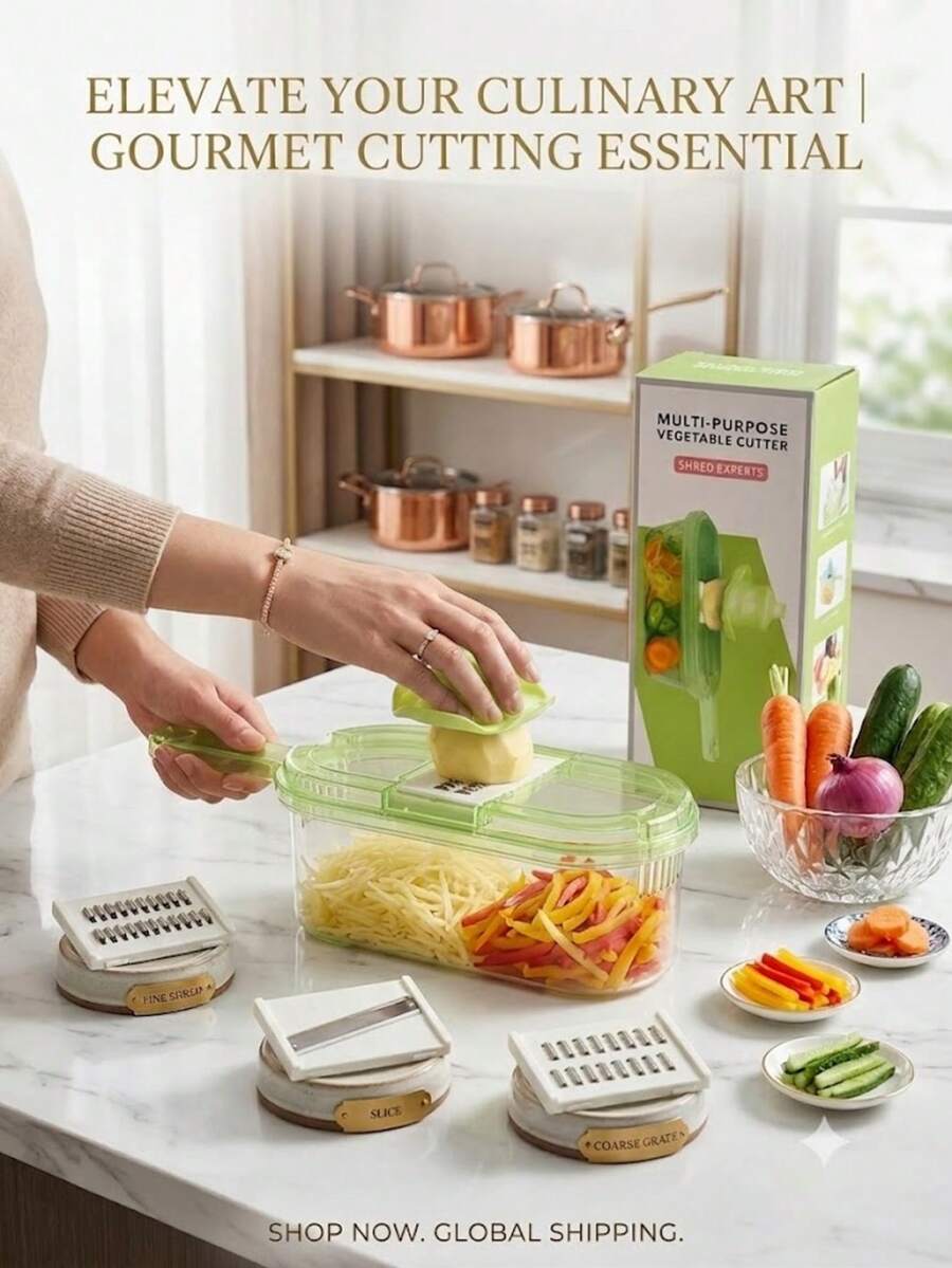 Multifunctional Vegetable Slicer And Grater, Potato Shredder, Home Kitchen Hand- Grater, Vegetable And Fruit Slicer And Shredder