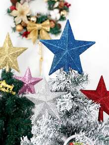 1pc Classic Shining Star Tree Top, Plastic Shining Star, Suitable For Festive Home And Party Decorations, Suitable For New Year, Winter Celebrations - No Power Required Best Gifts Birthday Christmas Decorations Home Christmas Gifts Christmas Decor - Multicolor - View 1