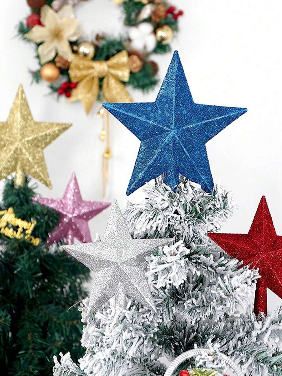 1pc Classic Shining Star Tree Top, Plastic Shining Star, Suitable For Festive Home And Party Decorations, Suitable For New Year, Winter Celebrations - No Power Required Best Gifts Birthday Christmas Decorations Home Christmas Gifts Christmas Decor - Multicolor - View 1
