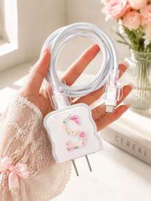 3入裝充電器保護套，適用於 Apple 裝置，字母波浪設計，M 極簡字母設計，保護殼兼容 18W/20W 快充適配器，防刮配件，送給朋友的生日禮物 - S-彩粉款 - 查看 8