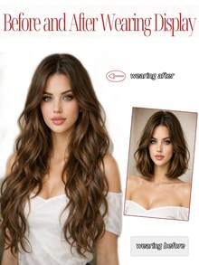 Long Synthetic Water Wave Corn Silk Style Multi-Piece Clip-In Hair Extensions 7 Pieces 18-30 Inch For Women To Add Volume Made Of Heat-Resistant Material - Mocha Brown - View 4