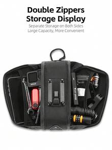 WEST BIKING Bicycle Saddle Bag 2.6L Large Capacity Hard Shell Waterproof Cycling Gear Storage Bag, Rear Light Mountable, Dual Side Zipper - Multicolor - View 11