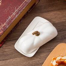 1pc Pumpkin Shaped Ceramic Butter Dish With Lid, Autumn Harvest Thanksgiving Decorative Butter Container, Covered Butter Tray For Kitchen Counter Dining Table Home Party, Thanksgiving Harvest Gift For Kitchen Lovers - View 11