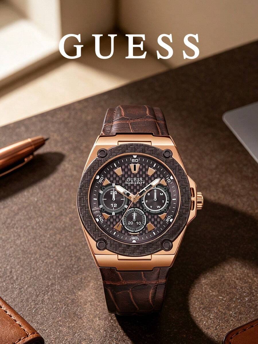 GUESS Men Analog Wristwatch, Seiko VX7J Movement, Luminous Hands, Elegant Daily Gift Watch, W1058G2 - Black - View 1