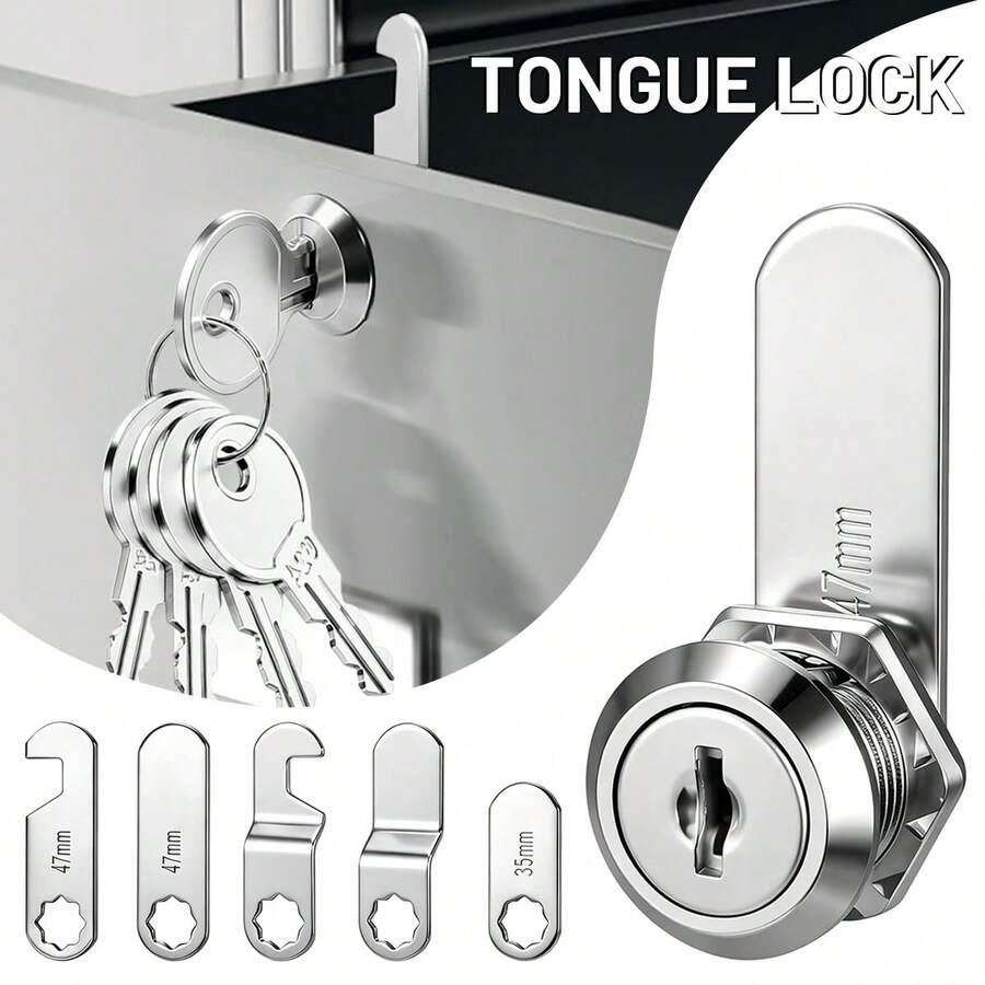 Multi-Lock Plate Universal Mailbox Lock, Fits Mailbox, Wardrobe, Storage Cabinet, Hardware Anti-Theft Lock, Easy Installation, Sturdy And Durable Replacement Lock Accessories, Tongue Lock, Toolbox Lock Set - Multiple Styles - View 1