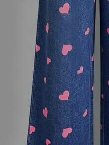Fashion Sweet Casual Heart Print Versatile Loose Wide Leg Pants, Girls' Autumn/Winter Bottoms - Multicolor - View 5