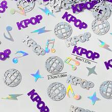 100pcs, K-POP Music Theme Table Confetti, Rainbow Color Musical Notes Silver Glitter Disco Ball Silver Retro Disco Party Decoration Confetti, Suitable For Birthday, Music Festival, Bachelor Party Decoration - View 3