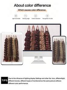 24 Inch Long Brown Mixed-Color Synthetic Curly Braided Ponytail Wig For Women, Including Flipped Braids, Plaits, Fishtail Braids, And Elastic Hair Ties. Suitable For Everyday Wear, Braided Extensions, And Voluminous Hairstyle Accessories., Halloween - Multicolor - View 12