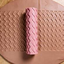 Bold Wave Pattern Clay Texture Roller – DIY Tool For Polymer, Fondant – PLA Build, Durable – 3D Striking Curves & Flowing Ridges – Deep Impressions, Non-Slip, Easy Clean – Ideal For Coastal Tiles, Dynamic Art, Beginners & Pros - Eye-catching Wavy Pink - View 6
