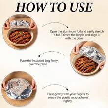 Thickened Aluminum Foil Food Covers,50PCS Reusable Aluminum Foil Food Covers,Pop-Up Tin Foil Food Insulation Cover,Heat Resistant Elastic For Meals Vegetable Fruit Leftovers For Food Storage - View 5