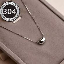 1pc 304 Stainless Steel Box Chain Bean Pendant Necklace, Minimalist Personalized Fashion Design, Suitable For Holiday, Birthday And Daily Wear - Multicolor - View 7